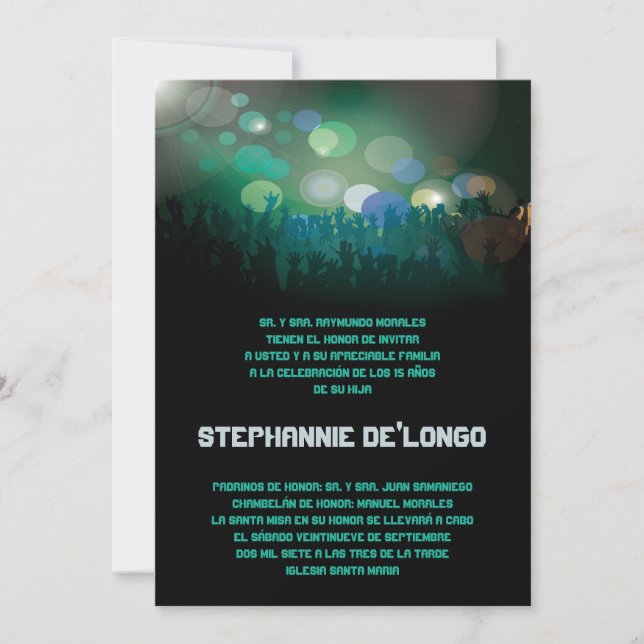 5x7 Espagnol Band Quinceanera Invitation d'anniver (Devant)
