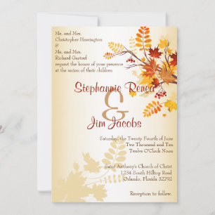 5x7 Faire-part de mariage Automne Feuilles d'autom