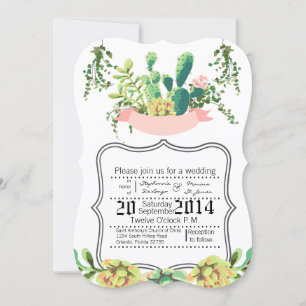 5x7 Faire-part de mariage Cactus Succulents