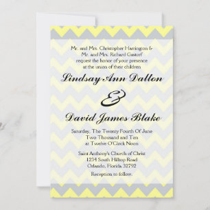 5x7 Faire-part de mariage Chevron jaune et gris