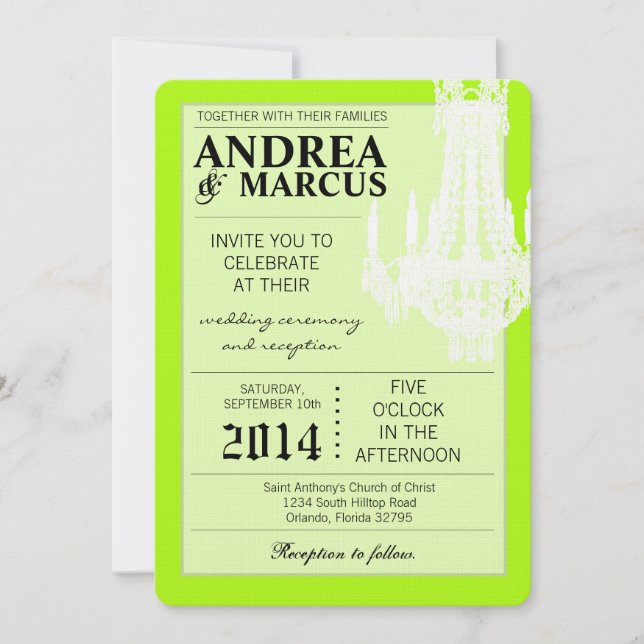 5x7 Faire-part de mariage de lustre de cristal Gli (Devant)