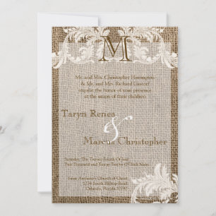 5x7 Faire-part de mariage de monogrammes de Burlap