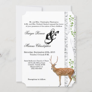 5x7 Faire-part de mariage Deer Doe Buck Woodland H