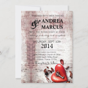 5x7 Faire-part de mariage en bois de pays clé de m