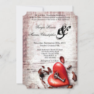 5x7 Faire-part de mariage en bois de pays clé de m