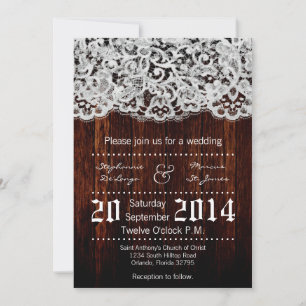 5x7 Faire-part de mariage en dentelle de bois de g