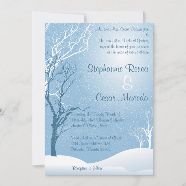 5x7 Faire-part de mariage hiver (Devant)