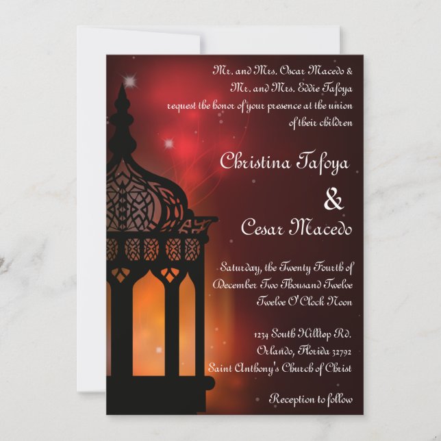 5x7 Faire-part de mariage marocain indien (Devant)