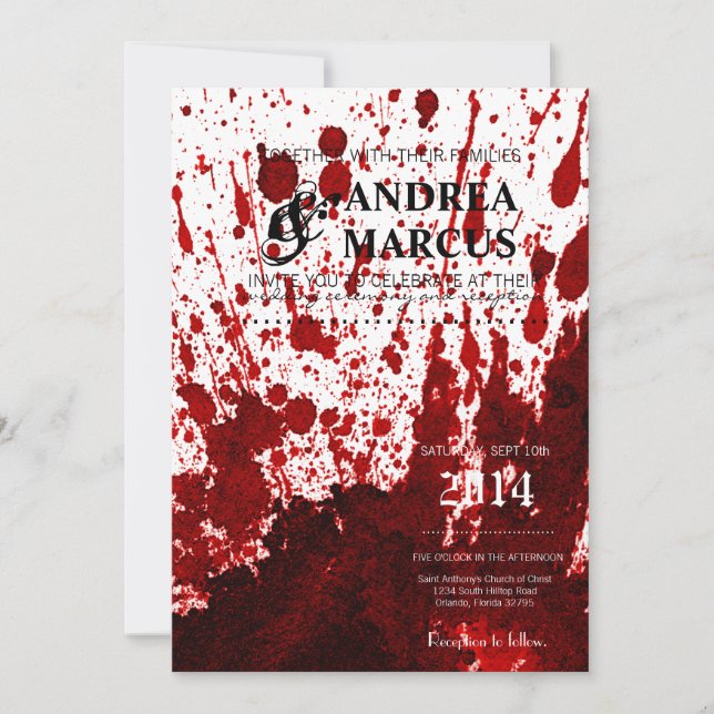 5x7 Faire-part de mariage Splatz Vampire Goth (Devant)