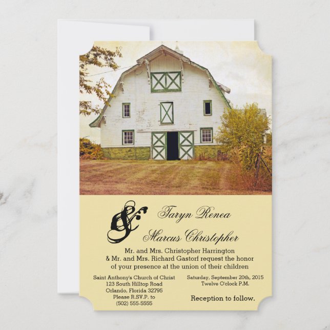 5x7 Faire-part de mariage Sunset Barne Pays rustiq (Devant)