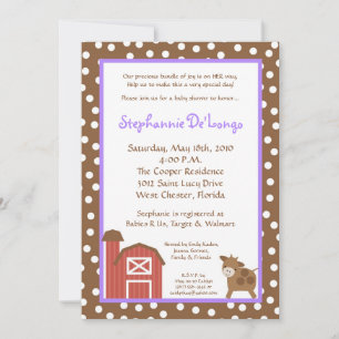 5x7 Farm Red Barn Cow Baby shower Invitation