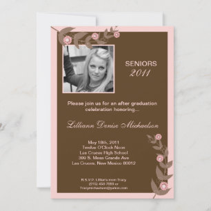 5x7 Fleurs roses Faire-part de graduation photo