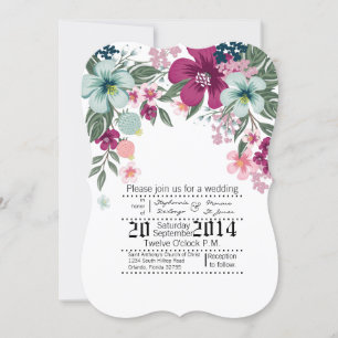 5x7 Fleurs tropicales Faire-part de mariage en bla