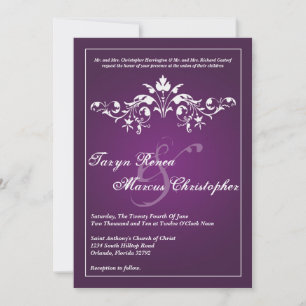 5x7 Floral Filigree Purple Faire-part de mariage