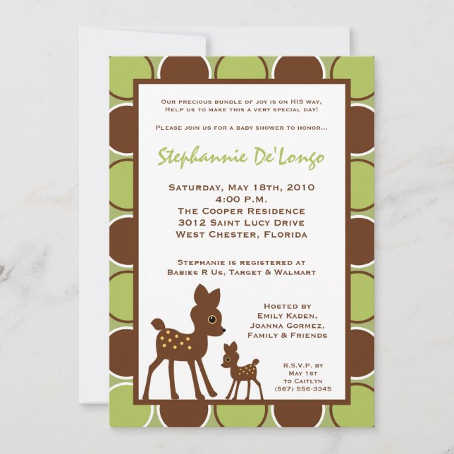 5x7 Forrest Momma Baby Deer Baby shower Invitation (Devant)