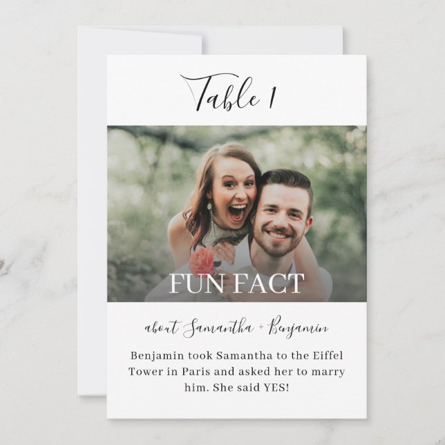 5x7 Fun Facts Photo Mariage Numéros de tableau (Devant)