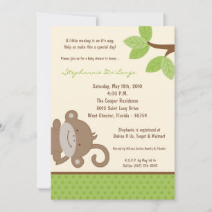 5x7 Funky Monkey Jungle Zoo Invitation Baby shower