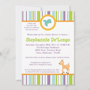5x7 Furry Woodland Animaux Baby shower Invitation