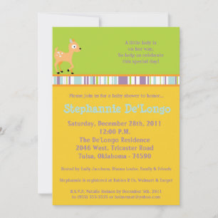 5x7 Furry Woodland Animaux Baby shower Invitation