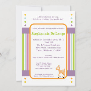 5x7 Furry Woodland Animaux Baby shower Invitation