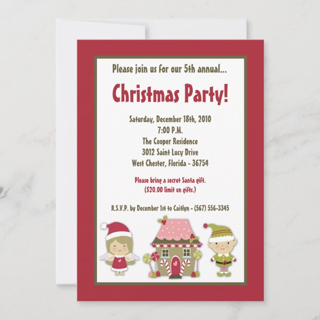 5x7 Gingerbread House Christmas Party Invitation (Devant)