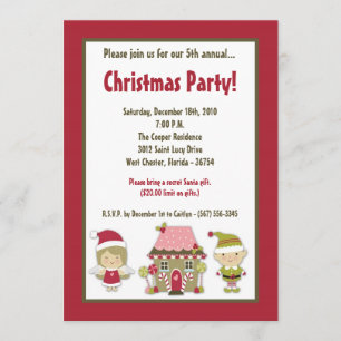 5x7 Gingerbread House Christmas Party Invitation