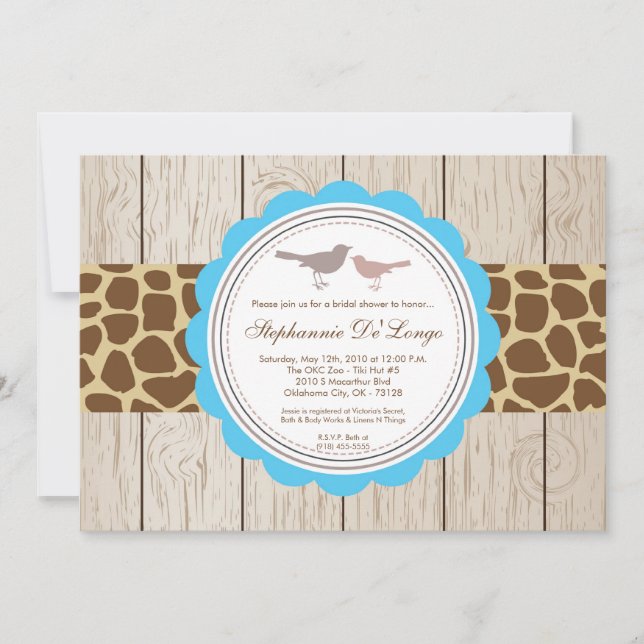 5x7 Giraffe Oiseau Couple nuptiale Invitation (Devant)
