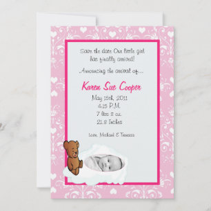 5x7 Girl Circle PHOTO sur Cloud Faire-part de nais