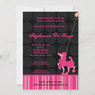 5x7 Girl Pink Poodle Paris Baby shower Invitation