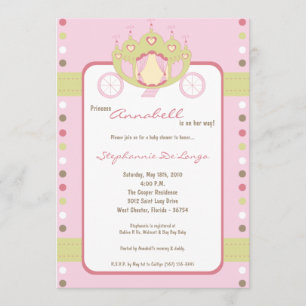 5x7 Girl Princess Carriage Invitation Baby shower