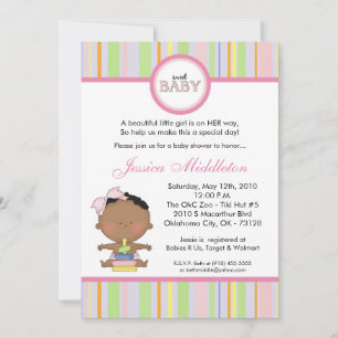 5x7 Girly African Baby Girl Baby shower Invitation