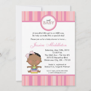 5x7 Girly African Baby Girl Baby shower Invitation