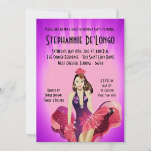 5x7 Glamor Girl Sweet 16 Anniversaire Invitation