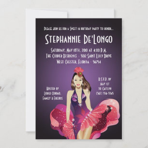5x7 Glamor Girl Sweet 16 Anniversaire Invitation