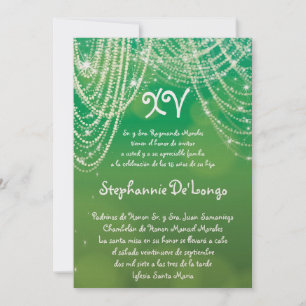 5x7 Glitz Glimmer Quinceanera Invitation d'anniver