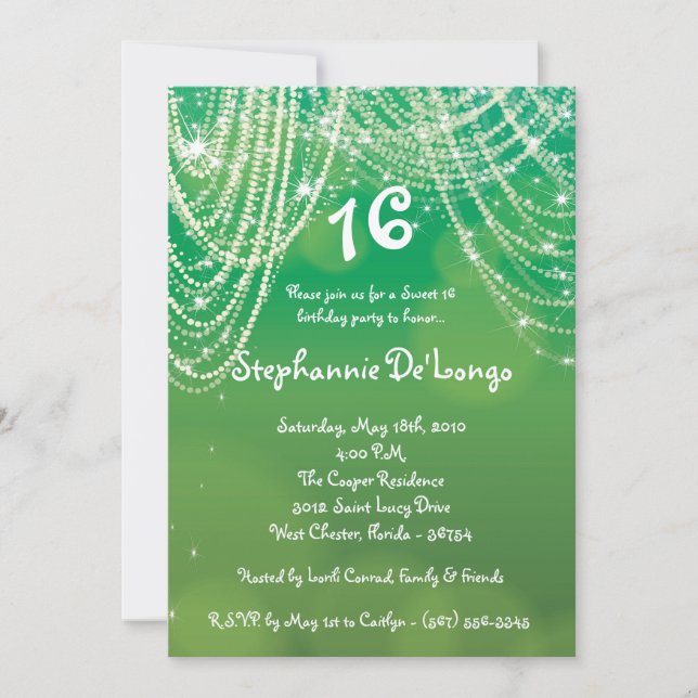 5x7 Glitz Glimmer Sweet 16 Anniversaire Invitation (Devant)