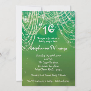 5x7 Glitz Glimmer Sweet 16 Anniversaire Invitation