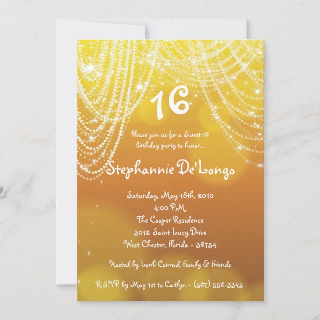 5x7 Glitz Glimmer Sweet 16 Anniversaire Invitation (Devant)