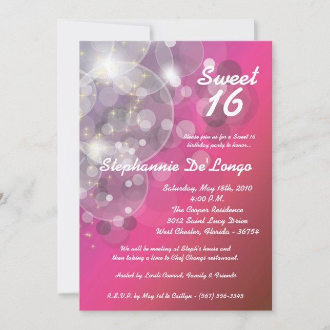 5x7 Glitz Glimmer Sweet 16 Anniversaire Invitation (Devant)