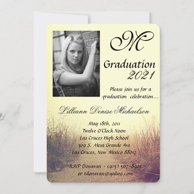 5x7 Graduation Partie Invitation Sunrise Pathway W (Devant)