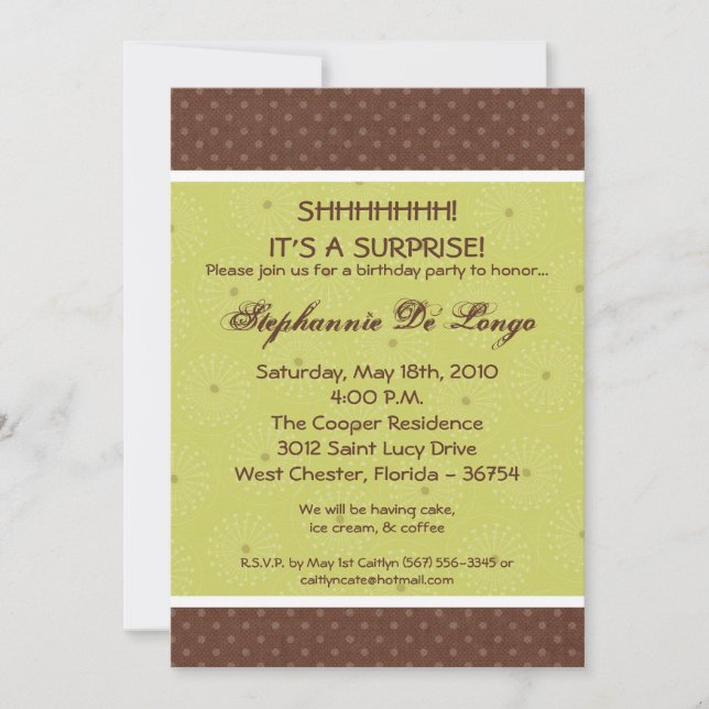 5x7 Green Polka Point Imprimer Invitation d'annive (Devant)