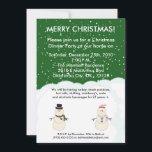 5x7 Green Snowman Snow Christmas Party Invitation<br><div class="desc">Ces adorables Invitations de Noël de la tempête de neige verte Snowman sont imprimées sur un papier de 110 livres mat,  lisse,  vibrant,  de taille 5x7. Contient 50 % de contenu recyclé. Parfait pour tous les 4 juillet se réunir ou barbecue.</div>