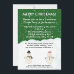 5x7 Green Snowman Snow Christmas Party Invitation<br><div class="desc">Ces adorables Invitations de Noël de la tempête de neige verte Snowman sont imprimées sur un papier de 110 livres mat,  lisse,  vibrant,  de taille 5x7. Contient 50 % de contenu recyclé. Parfait pour tous les 4 juillet se réunir ou barbecue.</div>