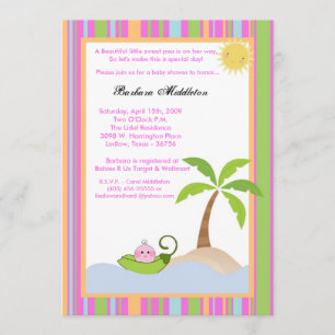 5x7 Gril Sweetpea en Baby shower Pod Invitation