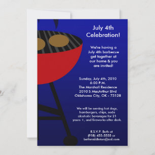 5x7 Grill été 4juillet Barbecue Invitation
