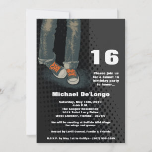 5x7 Grunge Baskets Seize Anniversaires Invitation