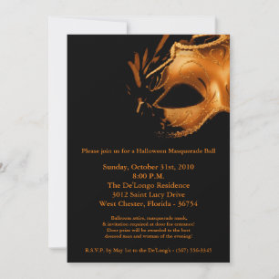 5x7 Halloween Masquerade Ball Mask Invitation