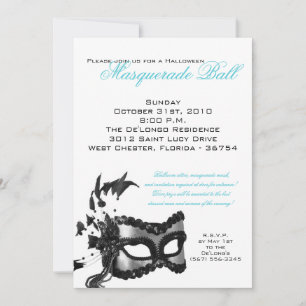 5x7 Halloween Masquerade Ball Mask Invitation