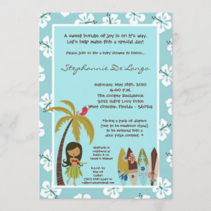 5x7 Hawaiian Luau Baby shower tropical Invitation