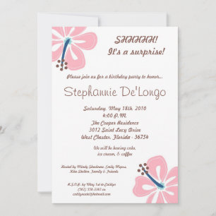 5x7 Hibiscus hawaïen Invitation d'anniversaire